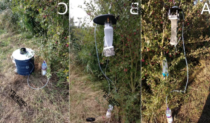 （a）3D打印捕捉器；（b）CDC光捕捉器；（c）BG哨兵2捕捉器 图片